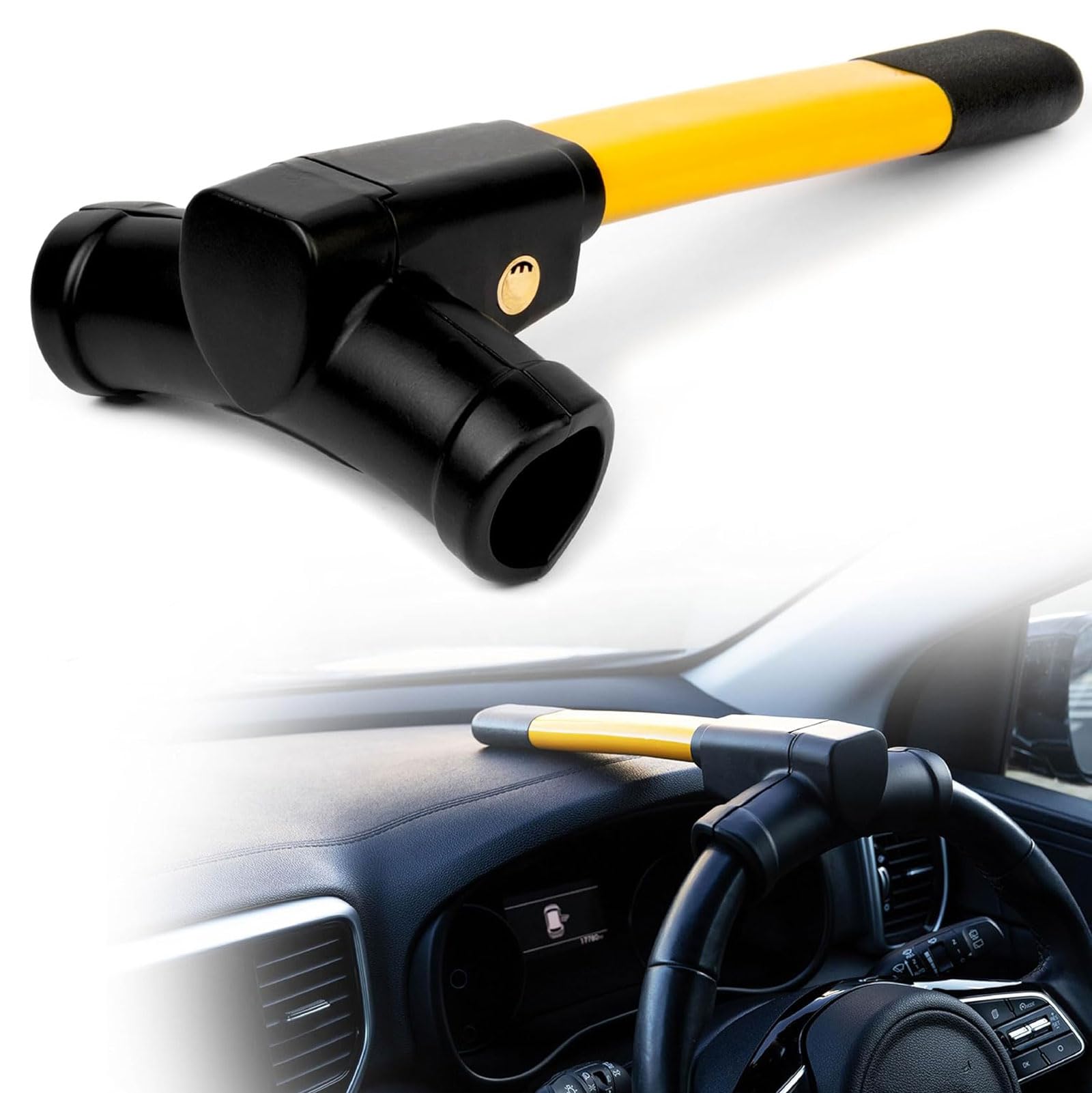 SDFSDEPIE Steering Wheel Lock for Ford Mustang GT Coupe 2-Door, Anti-Theft Device T-Bar Immobiliser Adjustable Security with 2 Keys Pickproof Car Accessories