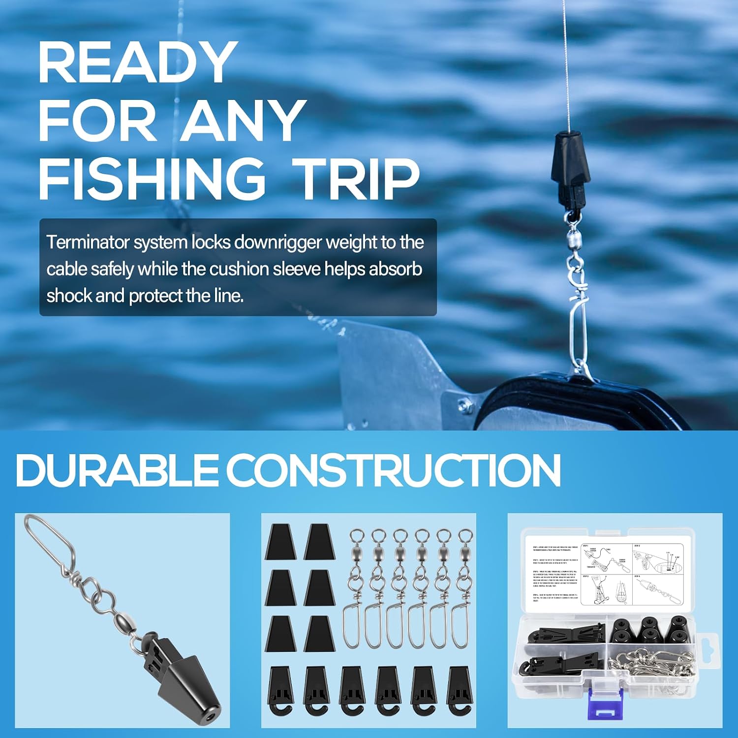 Bonbo 2250002 Line Terminator Downrigger Accessory for Cannon Downriggers, Downrigger Terminal Kit for Boat Fishing, 6 Pack with Storage Case