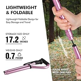 GPTCAMP Walking Cane and Walking Stick for Men Women,Lightweight Folding Canes with Offset Soft CushionedHandle,Adjustable&Collapsible,Mobility & Leg Surgery Recovery(Pink)