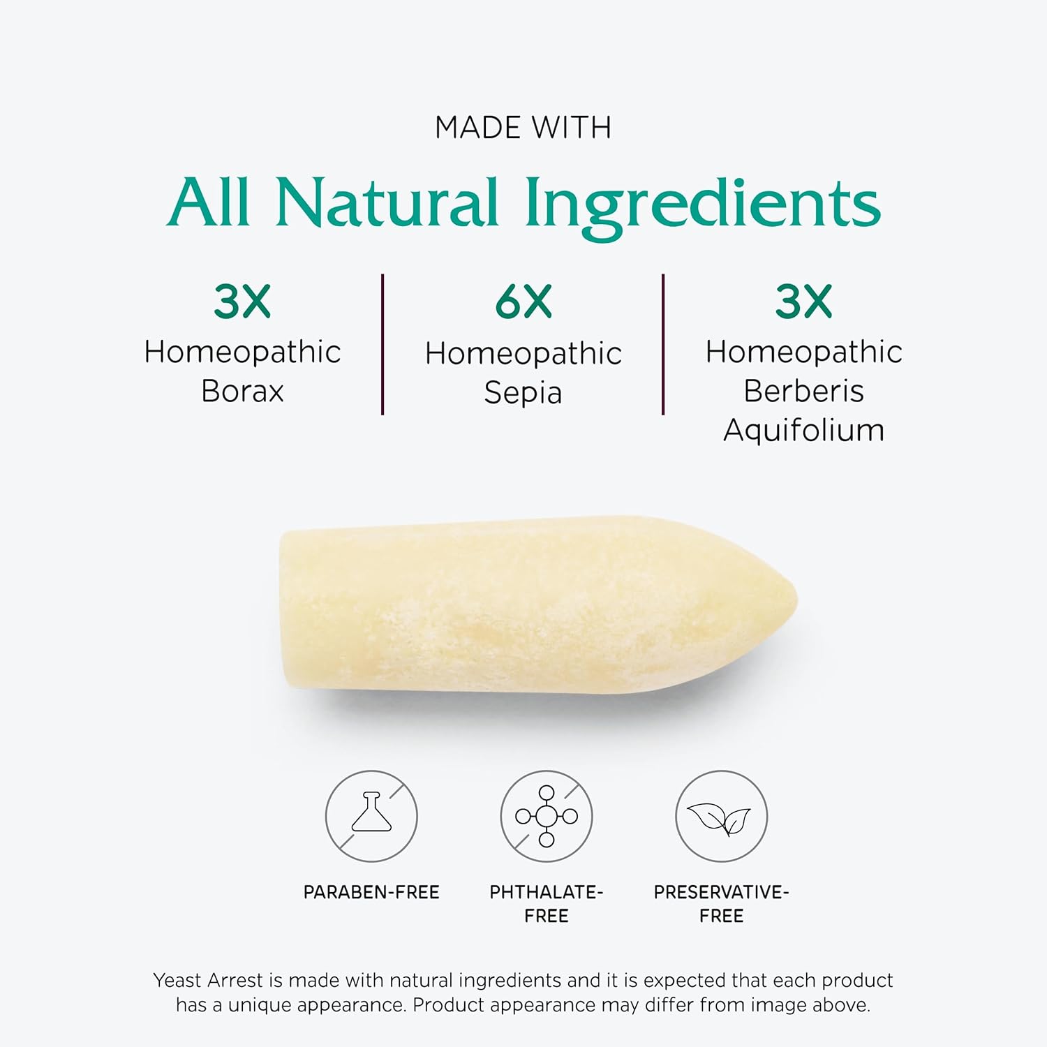 Vitanica Yeast Arrest, Homeopathic Vaginal Suppositories, for Yeast Infection Symptoms, Relieves Burning, Itching & Discharge, with Boric Acid, Tea Tree Oil & Probiotics, Vegan, 14 Count - Image 4