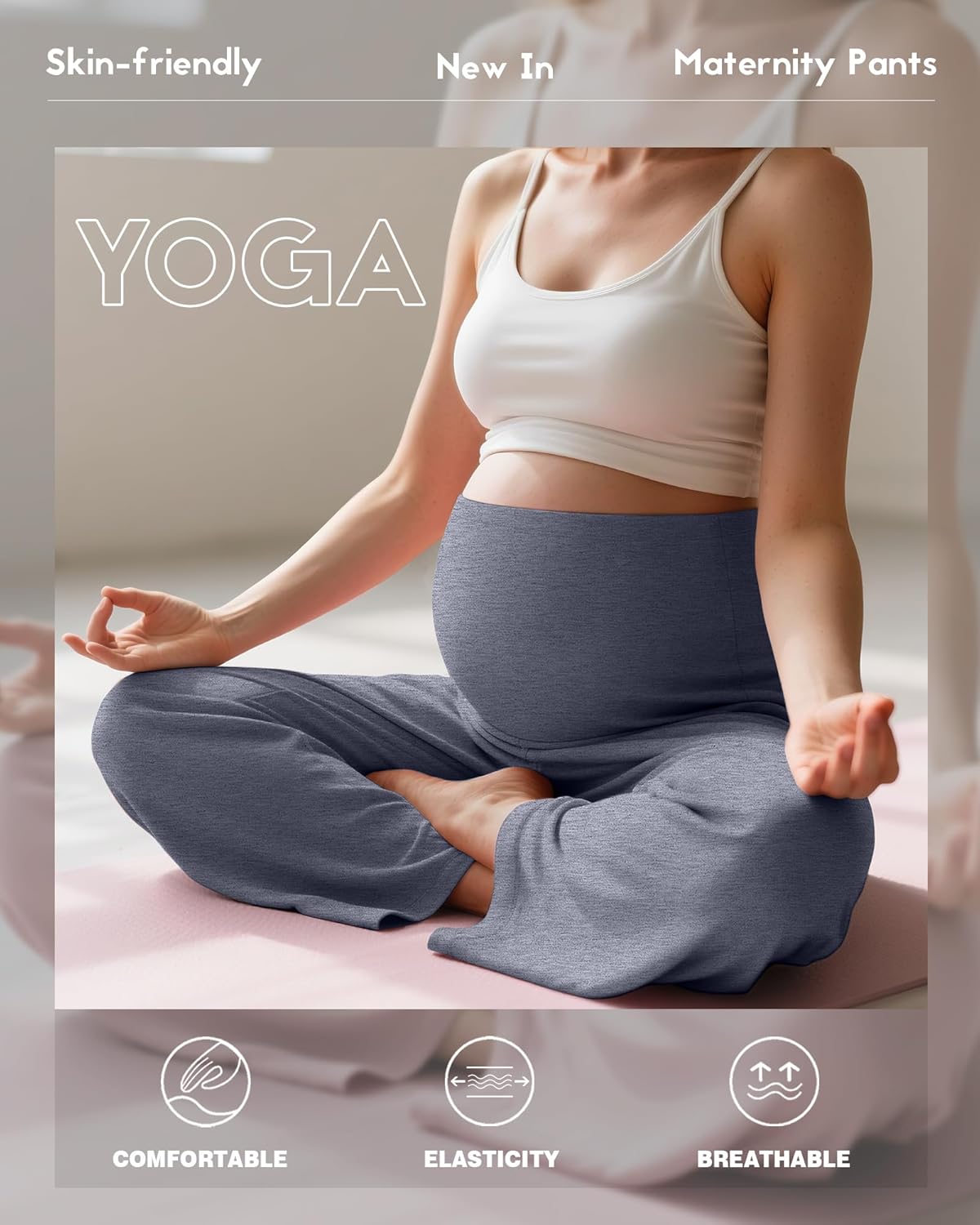 3 Pack Women's Maternity Pants Loose Wide Leg Pregnancy Sweatpants Over The Belly Lounge Pants Pajama with Pockets - Image 3