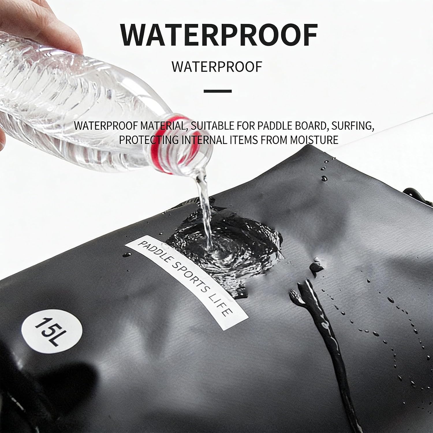 Dry Bag,15L Roll Top Dry Storage Bag Backpack for Travel Swimming Boating Kayaking Paddle Board