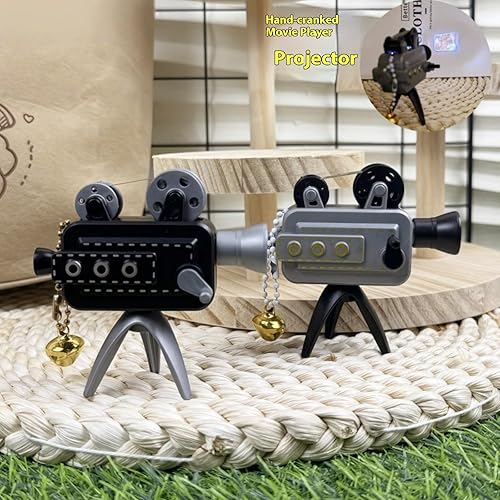 Miniatura 2 de Modelo de proyector de película retro en miniatura con trípode, película de estilo vintage de resina artesanal, mini accesorios de película