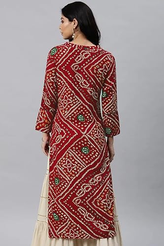 Vista 3 de Chandrakala Kurti estampado para mujer, (K238-P)