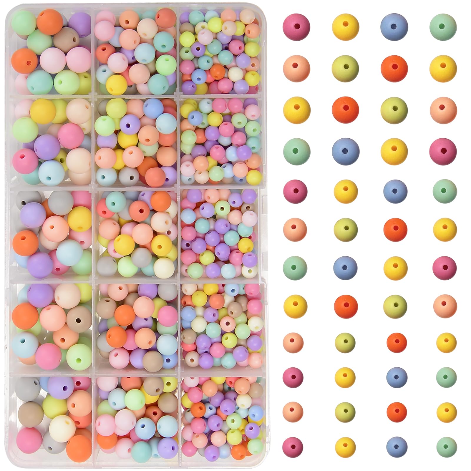 CHCCOYE 700Pcs Mix Size Acrylic Round Beads,6mm/8mm/10mm Matte Round Acrylic Balls Beads, Plastic Resin Beads for Anklets Necklaces Bracelets DIY Jewelry Making Crafts (Matte Mix Colors)