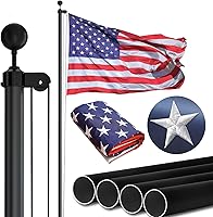 NELXINJO 25FT Heavy Duty 13 Gauge Aluminum Flagpole Kit - 80MPH Wind Tested, USA Flag Included, Easy Install Residential Pole