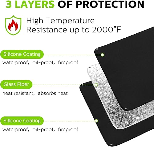 Miniatura 2 de Tapetes grandes para debajo de la parrilla al aire libre, 66 x 60 pulgadas, para parrilla, ahumador, terraza, patio, fogata, doble cara,