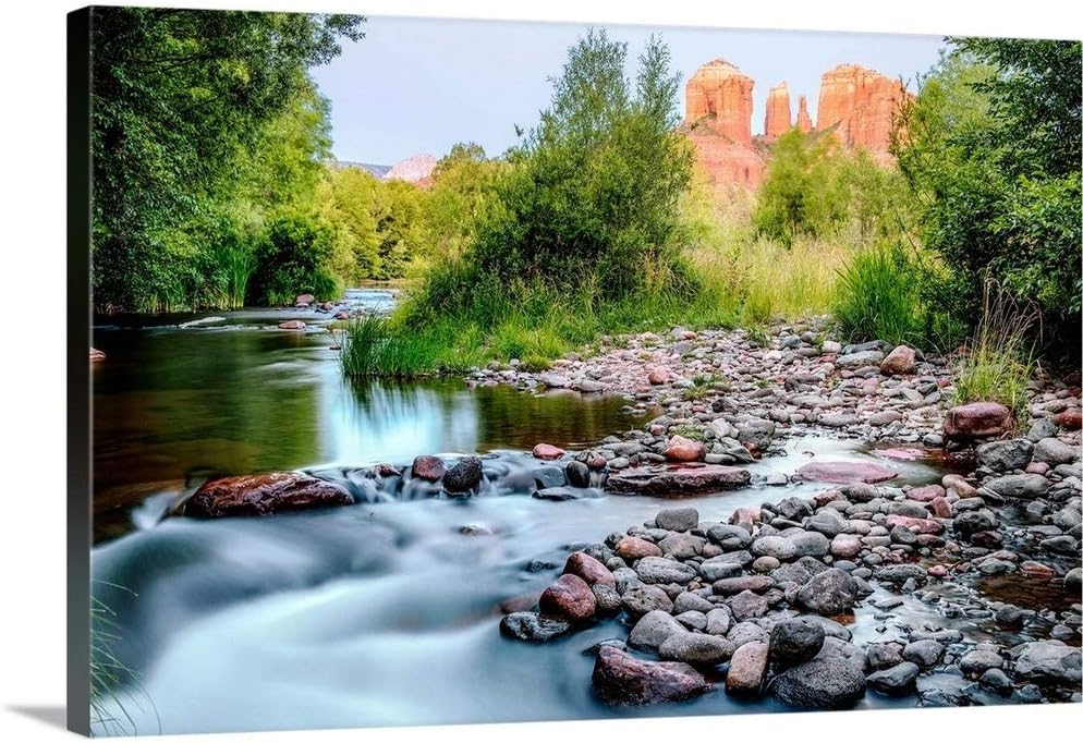 CANVAS ON DEMAND Oak Creek with Cathedral Rock, Sedona, Arizona Canvas Wall Art Print by Circle Capture, Home Decor, United States Artwork,18" x12in