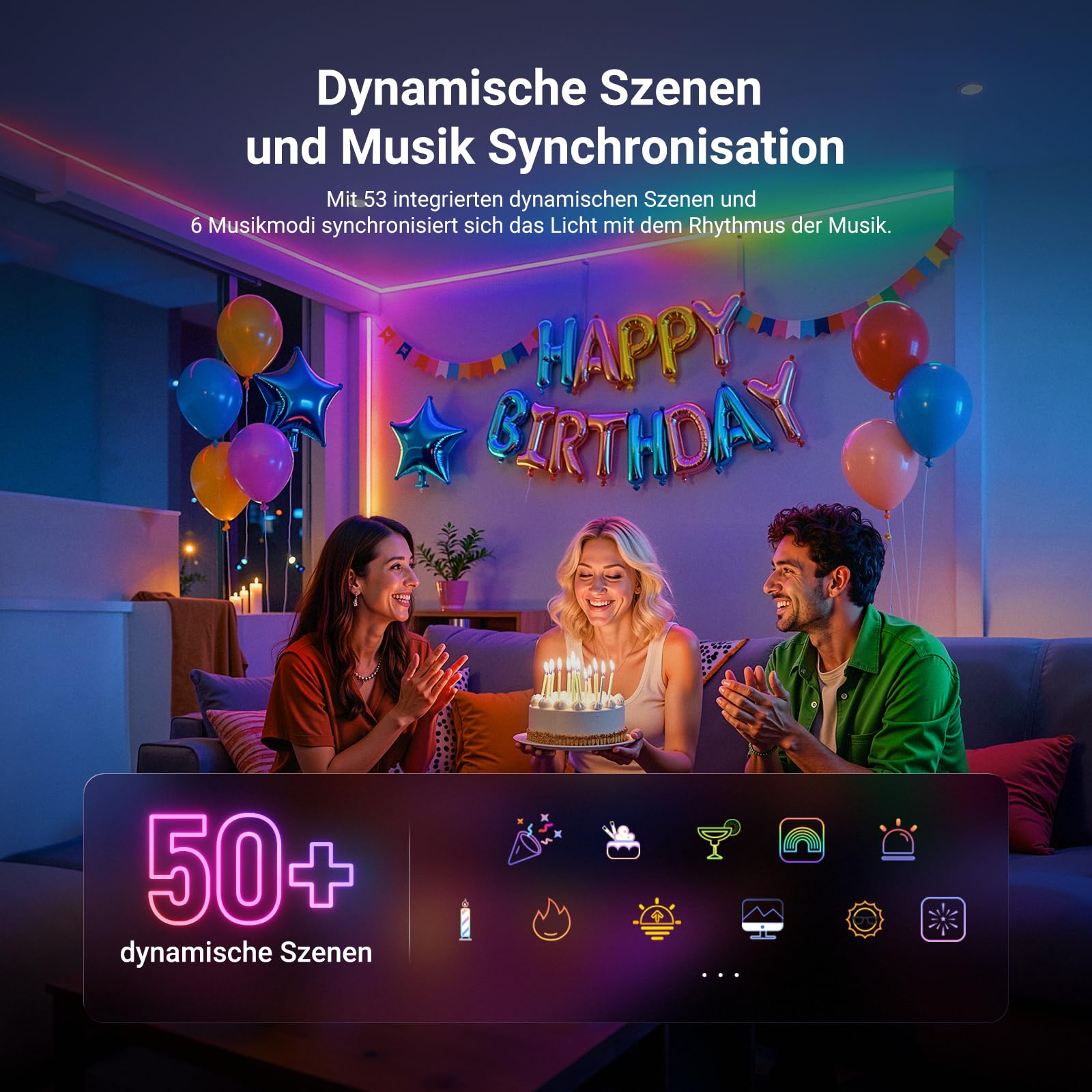 NEEWER 16,4ft/5m LED Streifen, Frontbeleuchtung, smarte KI App Steuerung, RGB IC, kürzbare Neon Lichterkette mit Farbwechsel für die Schlafzimmerwanddekoration, kompatibel mit Google und Alexa, NS01