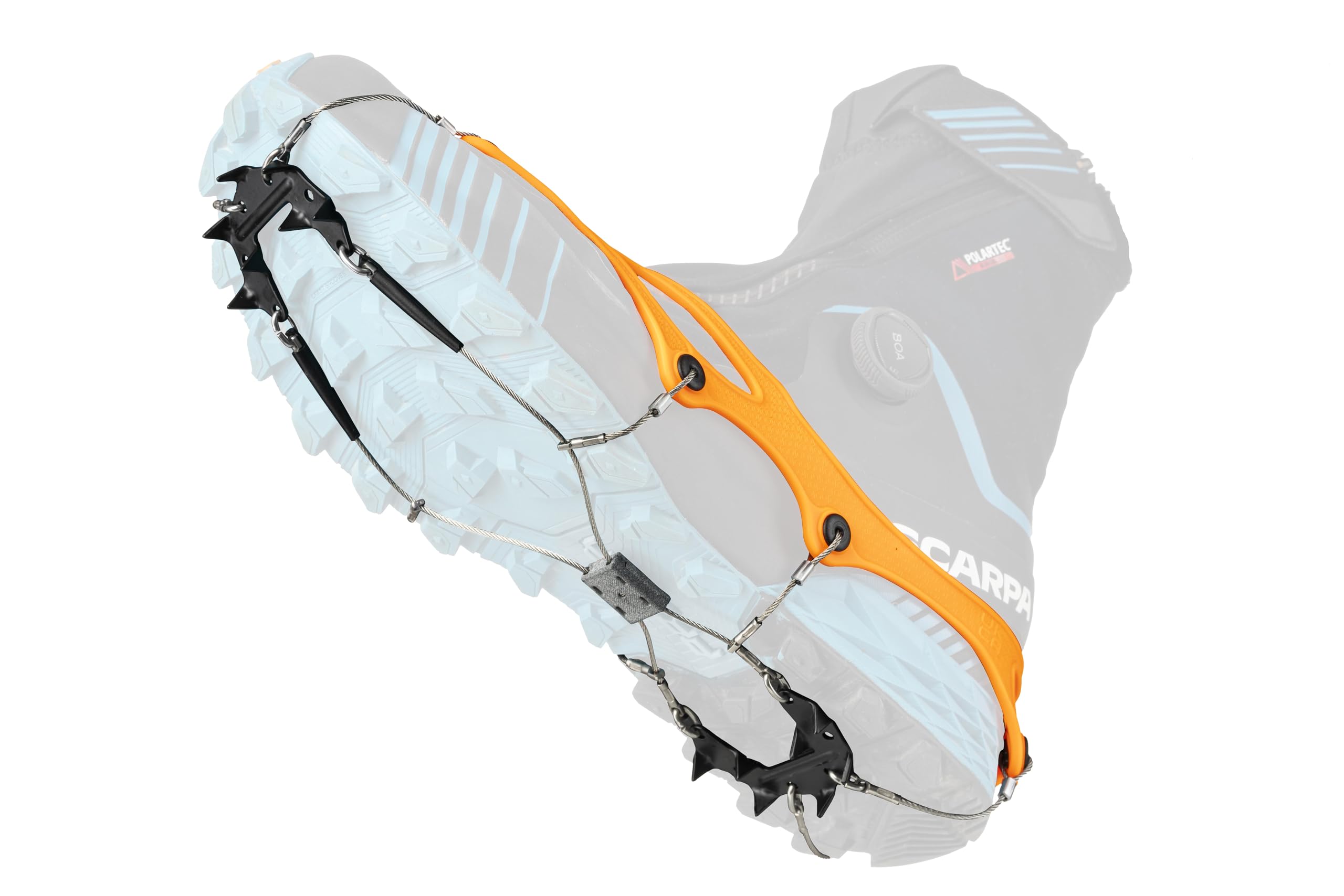 Nortec Cramponcini TRAIL 2.4 Made in Italy pour Winter Trail Races Course d'hiver sur glace et neige, Micro Crampons minimal avec étui Orange (Orange, M)