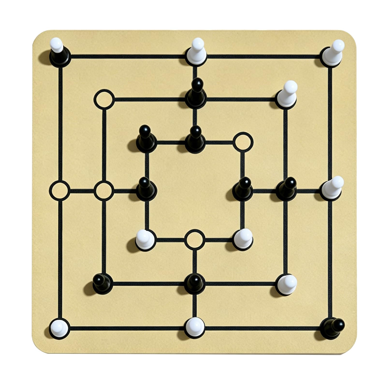 Yctze Gioco da Tavolo Nine Mens Morris, Set in Legno 24cm for Adulti e | Materiale durevole, facile da imparare, gioco per famiglie, gameplay strategico