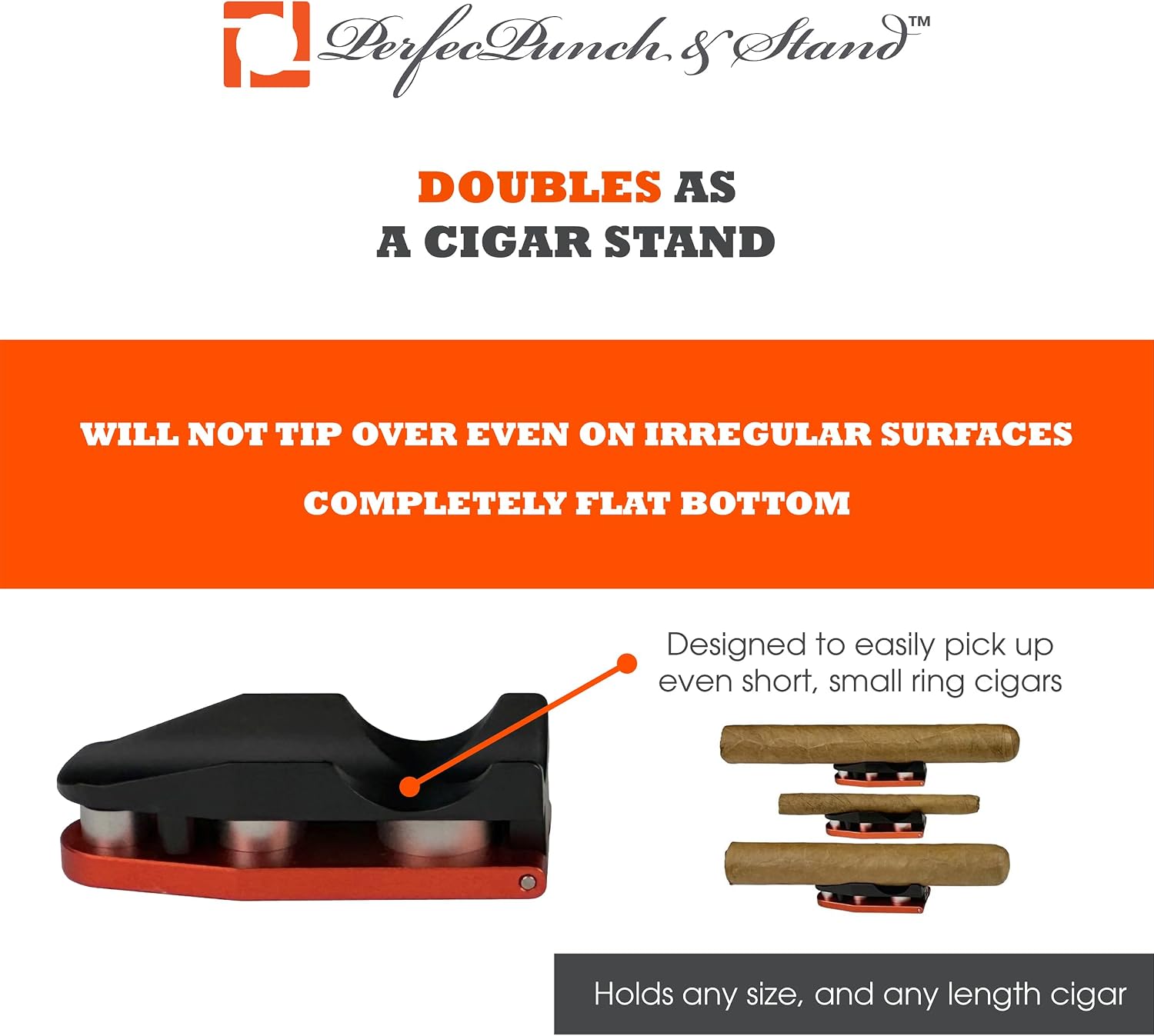 Perfec - PerfecPunch & Stand | Triple-Punch Cigar Cutter and Cigar Stand, Sharp Cigar Punch Blades and Stable Cigar Stand, Multifunctional Cigar Punch Tool