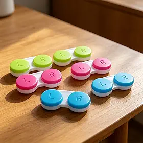 Estojo de lente de contato portátil, pacote com 6 recipientes coloridos para lentes de contato, à prova de vazamentos e higiênico, essenciais diários leves para viagens, trabalho e passeios diários