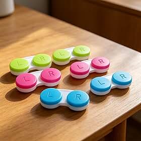 Estojo de lente de contato portátil, pacote com 6 recipientes coloridos para lentes de contato, à prova de vazamentos e higiênico, essenciais diários leves para viagens, trabalho e passeios diários