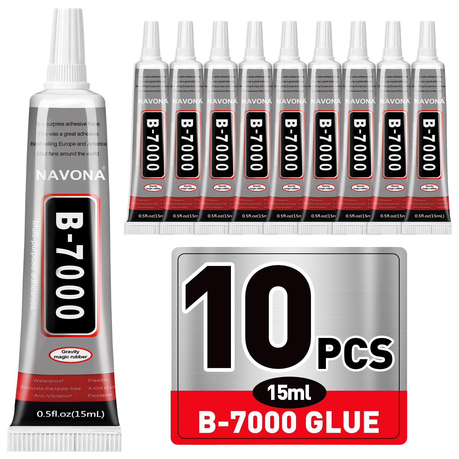 Photo 1 of 10 PCS 15ml B7000 Rhinestone Glue Clear with Precision Tip, Bedazzling Glue, Multipurpose Super Glues for Nail, Craft, Jewelry Making, Nail Art, DIY, Makeup, Shoes