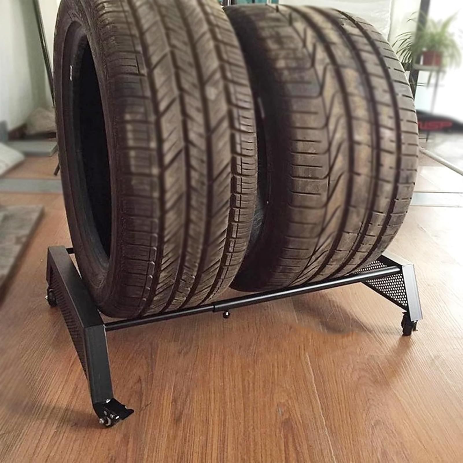 XBTGS Portaoggetti per pneumatici, organizer leggero per pneumatici, espositore per pneumatici da garage, supporto regolabile in metallo per cerchioni, scaffale per pneumatici di scorta, capacità di