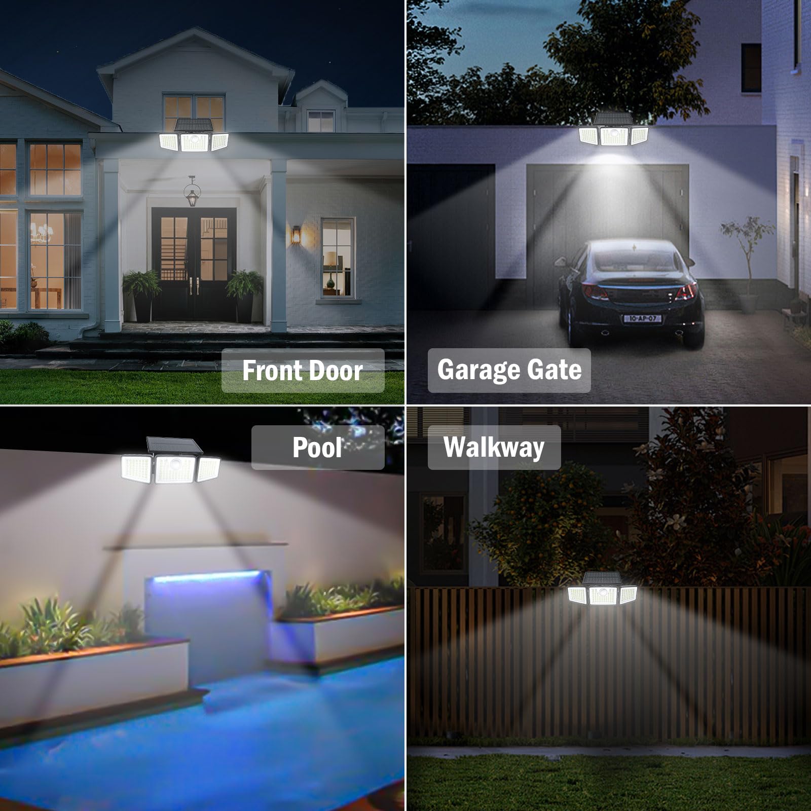 2500LM Solar Lights Outdoor with Motion Sensor 3 Head 270 Wide Angle Street Area Lights IP65 Waterproof Security — view 8