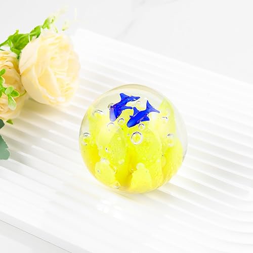 Miniatura 4 de Qianwei Figuras de vidrio soplado a mano, bola de cristal de pisapapeles, decoración del mar para el hogar, decoración de acuario, decoración de
