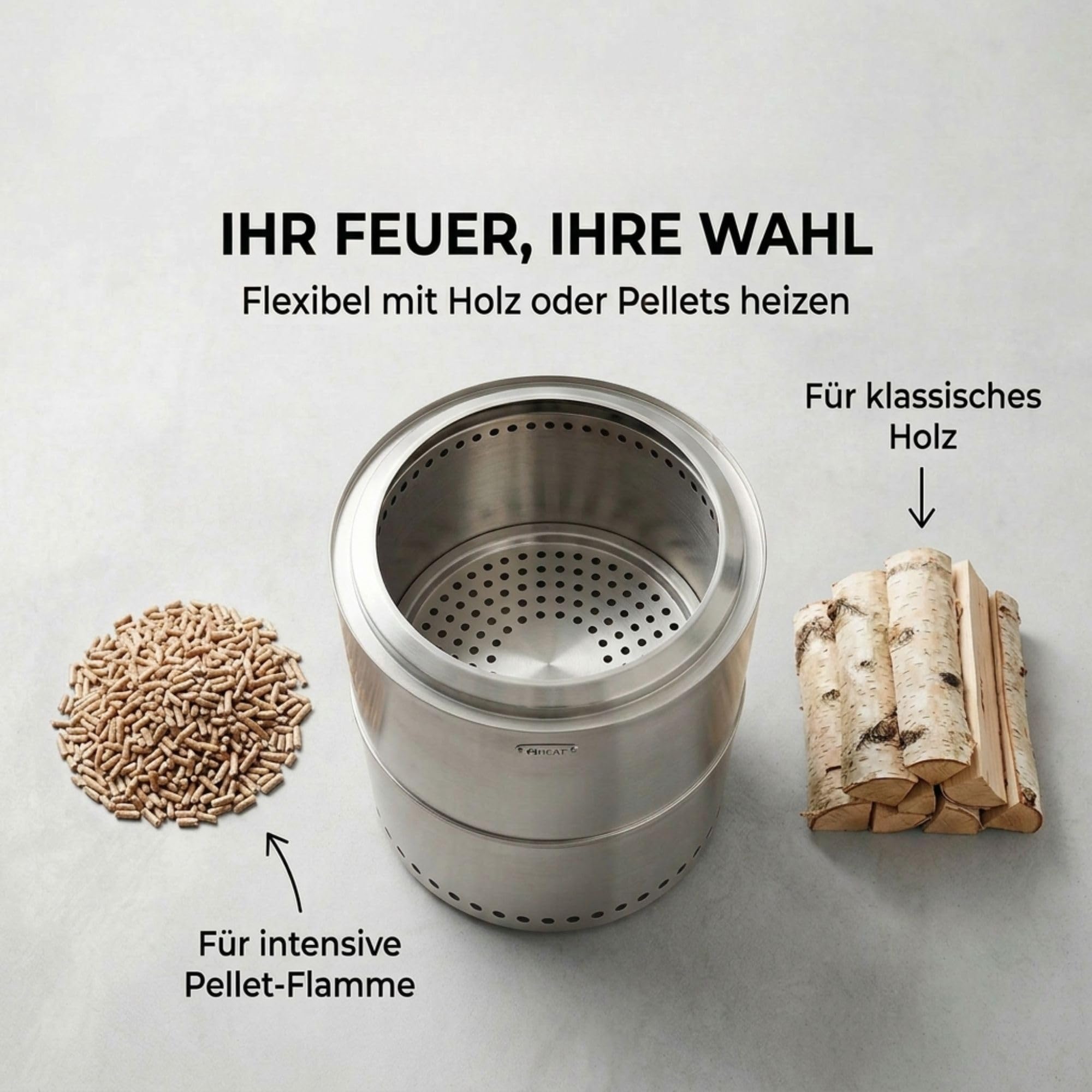 Heat Rokfri Rauchfreier Feuerkorb - Rauchfreie Feuerschale - Feuerstelle 40 cm - Fire Pit Outdoor - 40x40x35cm - Edelstahl