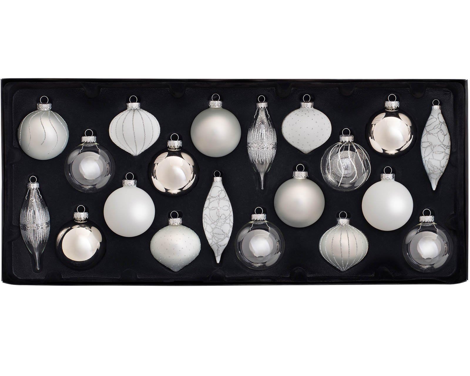 Werchristmas Black/White Glass Baubles, 20-Piece