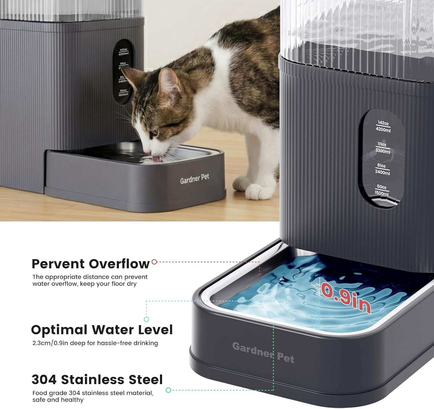 Automatic Dog Water Bowl Dispenser Gravity Water Fer with