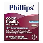 Phillips\' Colon Health Daily Probiotic Capsules, 4-in-1 Symptom Defense to Help Defend Against Occasional Gas, Bloating, Constipation, and Diarrhea, Daily Supplement, 90 Count