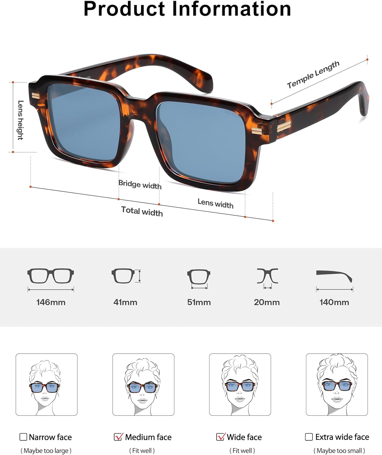SOJOS Trendy Square Polarized Sunglasses for Women Men, Retro Vintage Womens Mens Rectangle Shades SJ2345 - Image 6
