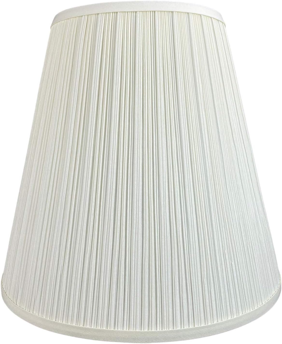 FenchelShades.com Lampshade 9" Top Diameter x 16" Bottom Diameter x 15" Slant Height with Washer (Spider Attachment), in Pleated Mushroom Cream