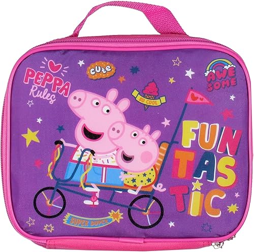 Miniatura 5 de Peppa Pig Mochila de viaje escolar para niñas con lonchera aislada desmontable, Rosado, Mochila, viaje
