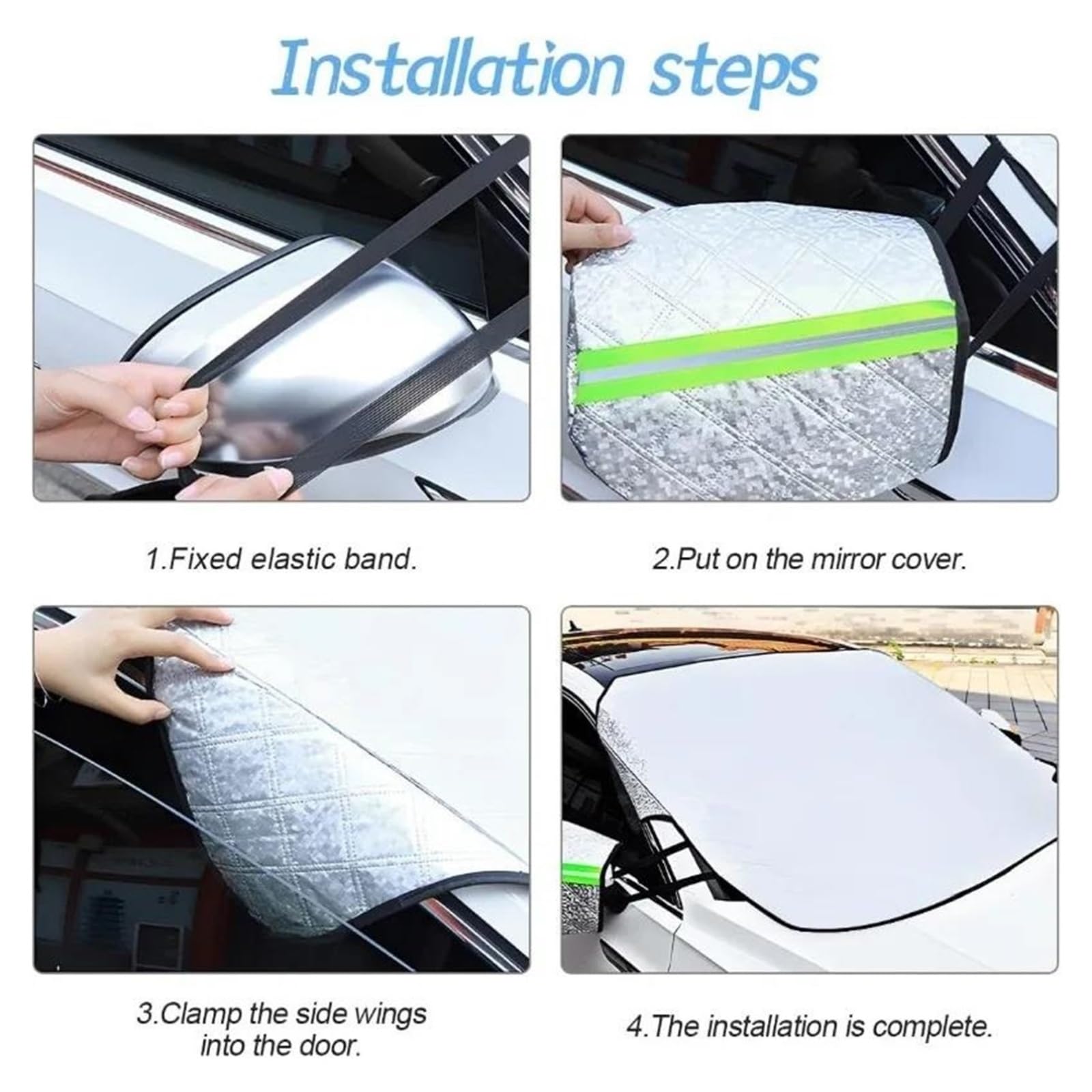 Copertura Antineve per Parabrezza Magnetico per Auto, Protezione Antivento A 4 Strati, Neve, Ghiaccio, Sole, Difesa, Universale (Argento) Copinverno Ertura per Parabrezza Auto