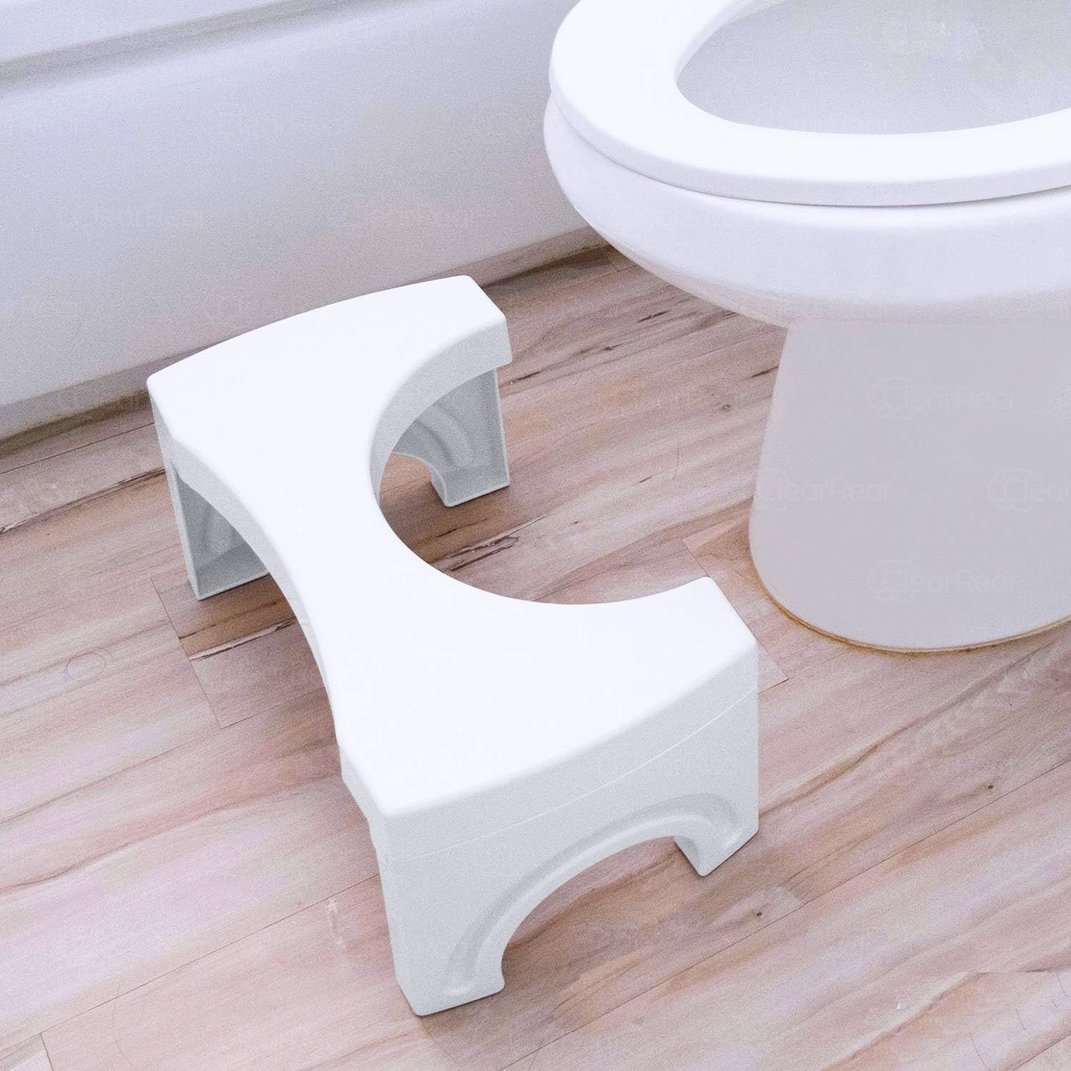 Clear Rear - Chambermaid Folding Toilet Foot Stool (White), Foldable Squatting Stool, Portable and Easy Stow, Fits Any Bathroom : Health & Household