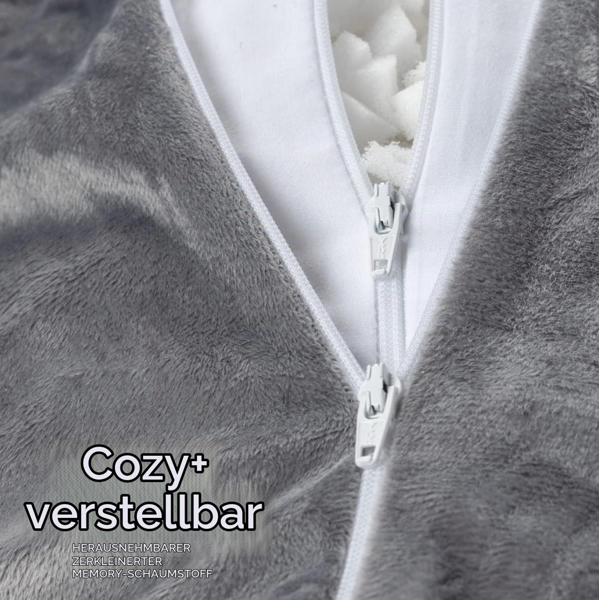Milliard Rückenkissen, Lesekissen/Stützkissen mit Füllung aus Zerkleinertem Memory Foam- Ideal als Rückenstütze Beim Lesen oder für Videospiele (Standard) (Grau)