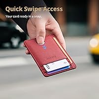 Vista 241 de Buffway - Billetera delgada minimalista de cuero con protección RFID para hombre y mujer Café Lichee