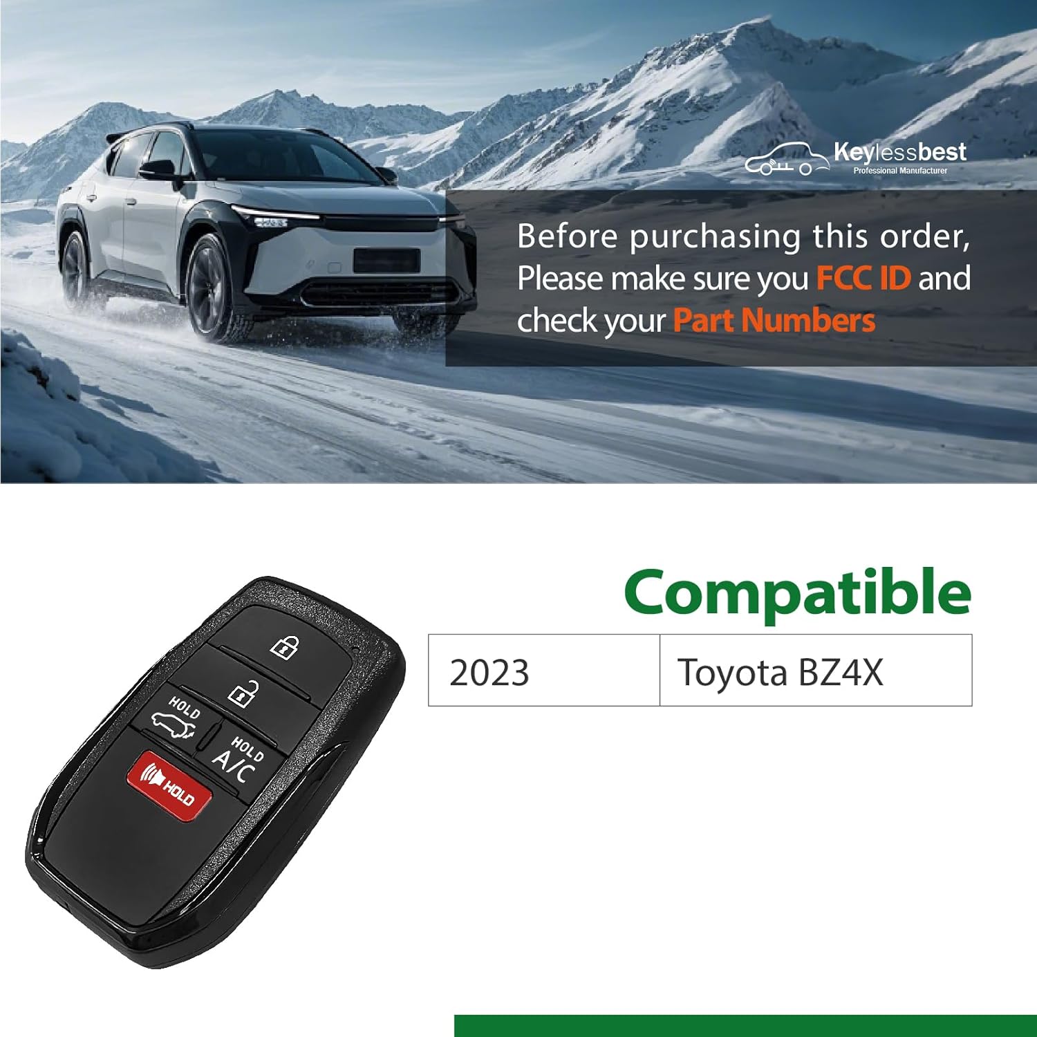Replacement for 2023 Smart Proximity Toyota bZ4X GNE 231451-3041 Board Key Fob Remote Control HYQ14FBX 315MHz 5 Buttons