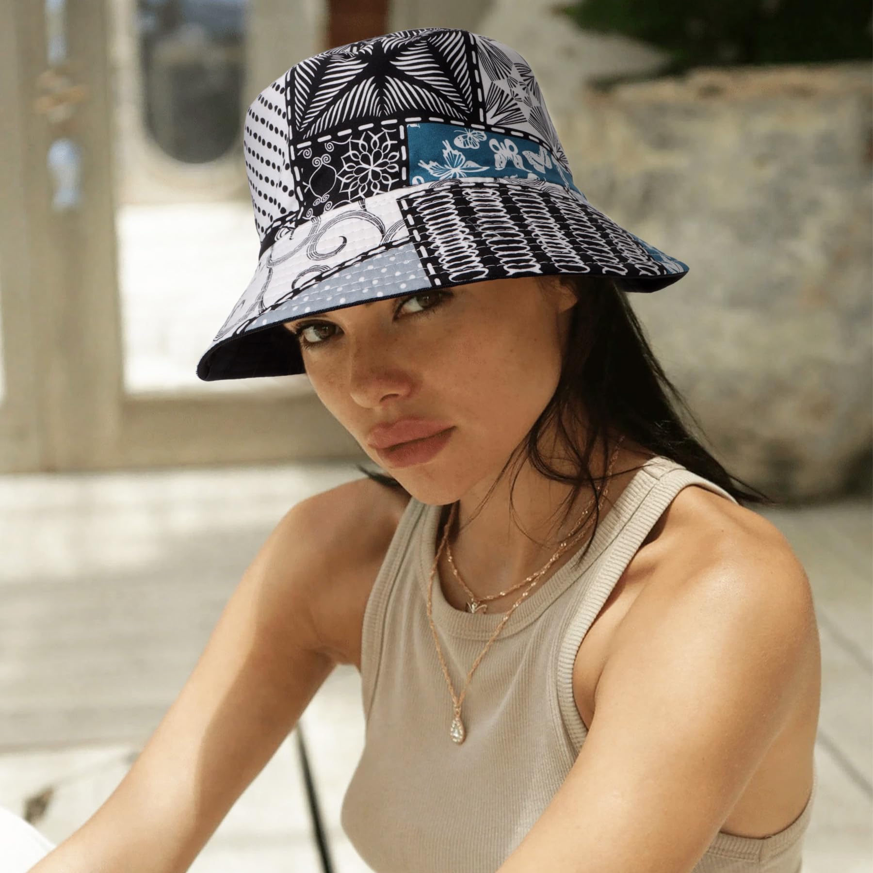 Feng Shui， Chapeaux de Seau pour Femmes - Chapeau de Seau de pêcheur d'extérieur d'été Pliable réversible Chapeau de Seau de Soleil de Plage en Coton pour Les Adolescents