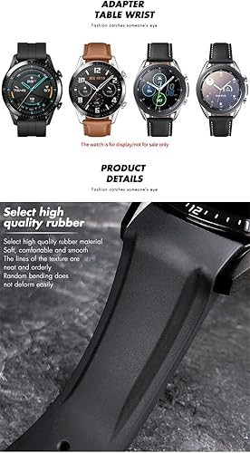 Miniatura 6 de Correa de reloj de goma de 0.866in y 0.787in, correa de silicona de extremo curvado para Huawei GT2 PRO Watch Classic Black Bracelet