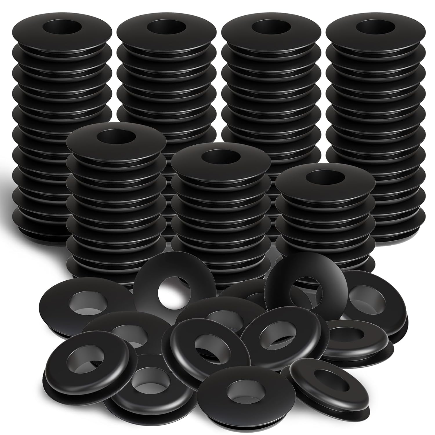 BOERAY 100 Pack Black Glad Hand Seals - Durable Rubber Gaskets for Semi Trucks, Trailers, Air Brake Hoses | SAE 10028 Standard