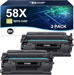 58X CF258X Toner Cartridge with Chip High Yield Compatible Replacement for HP 58X CF258X 58A CF258A Pro M404n M404dn M404dw MFP M428fdw M428fdn M428dw M404 M428 M406 M430 Printer (Black, 2 Pack)