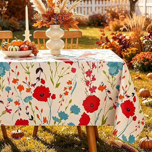 SASTYBALE Vinyl Tablecloth with Flannel Backing 60x102 Inch Rectangle