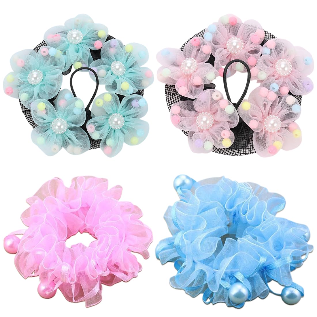 Retine per capelli monouso 4 pezzi per chignon con cuscinetti e retina per nodi