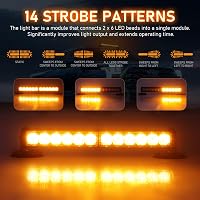 Dinfu 12 Colos LED Figyelmeztető Fénysor - 12V Sárga Villogó Szalag 14 Üzemmóddal - Autó, Teherautó, Traktor Vészjelző Lámpa Szivargyújtós C 4