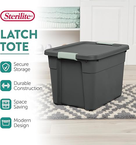 Miniatura 3 de Sterilite Paquete de 6 bolsas con pestillo, contenedor de almacenamiento de plástico apilable, 12 galones, grisverde