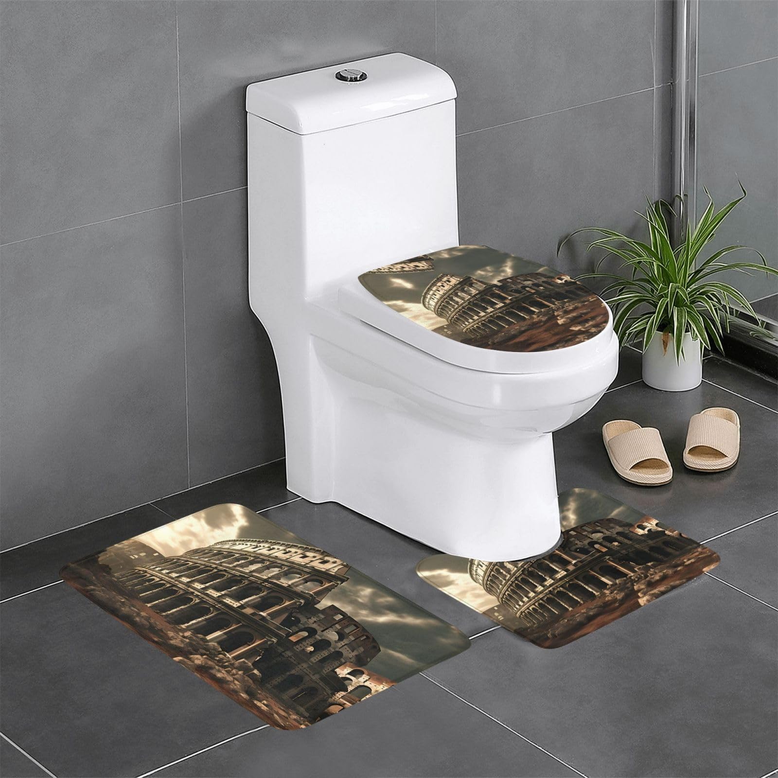 Tapis de salle de bain antidérapant imprimé Colisée facile à nettoyer