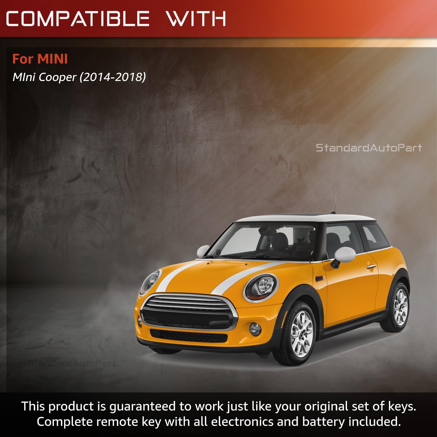StandardAutoPart Smart Car Key Fob Remote Compatible with Mini Cooper 2014 2015 2016 2017 2018 NBGIDGNG1 9345898-01 (4 Button)