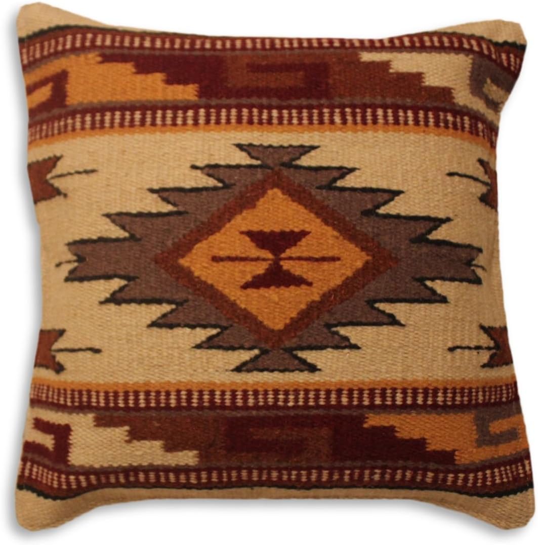 Hand Woven WOOL Throw Pillow Cover Southwest Mexican Tribal Native American Style (Puerto)