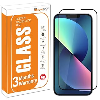 OpenTech® Military-Grade Premium Tempered Glass Screen Protector for iPhone 13/13 Pro / 14 / 16e / 17e with Edge to Edge Coverage - Case Friendly, Anti-scratch and Bubble free installation kit