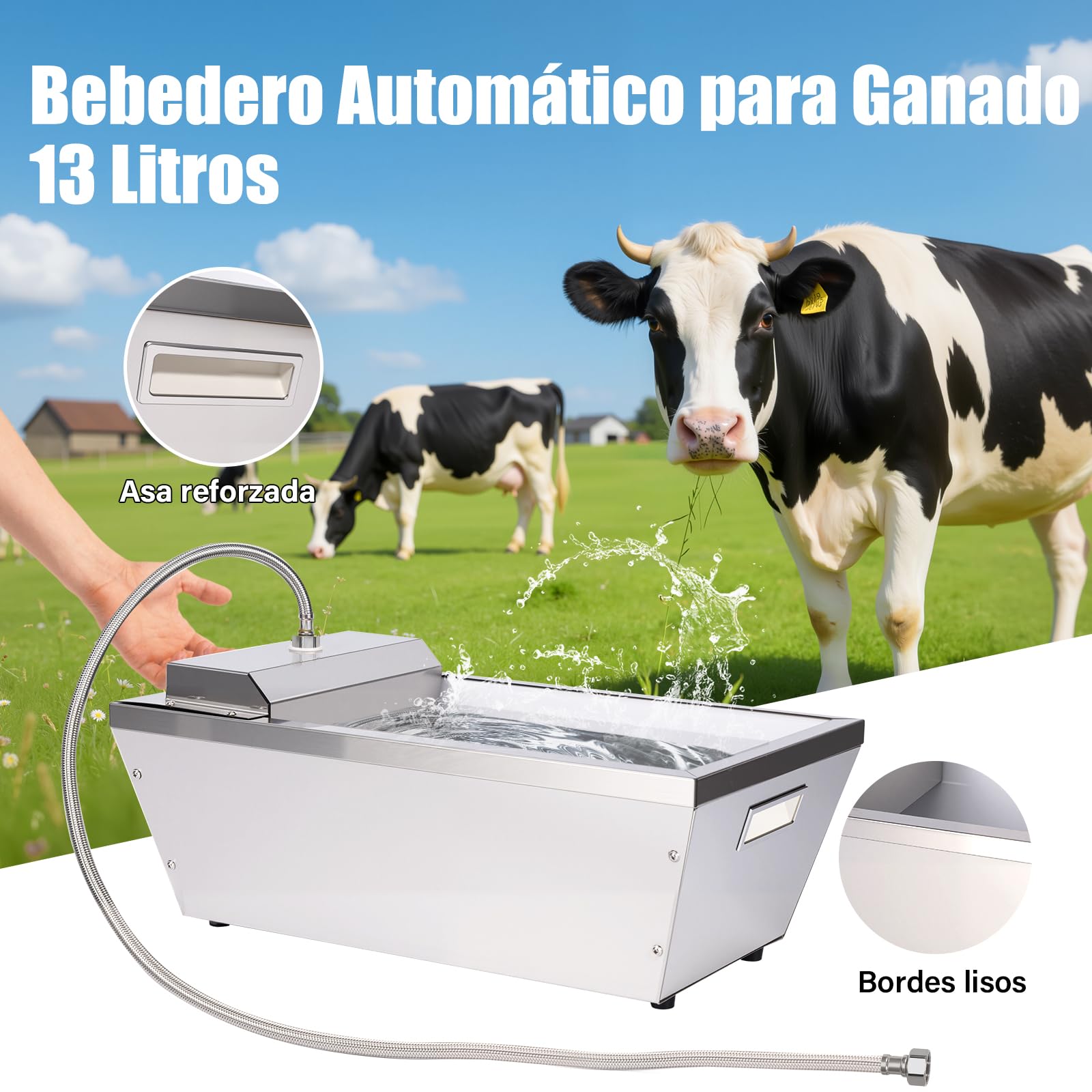 Agua AutomáTica Del Ganado,Agua AutomáTica Del Caballo De 13 Litros,Dispensador AutomáTico De Agua Para Perros Al Aire Libre,Aguador De Auto Llenado Inoxidable Para Perros Grandes,Ganado,Caballo,Cabra