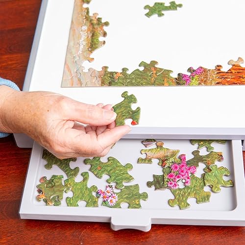 Miniatura 7 de Bits and Pieces - Tablero de rompecabezas de 1500 piezas con cajones - Jumbo Pro Plateau - Organizador ligero de rompecabezas de lujo de mesa y
