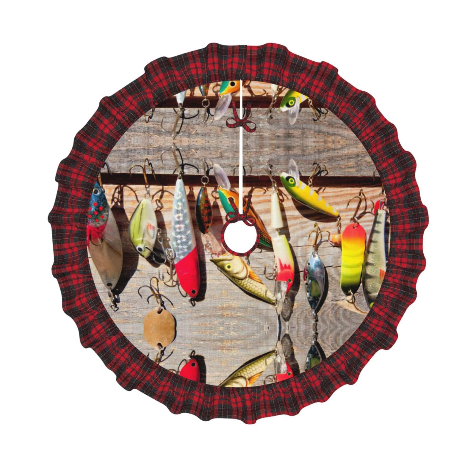Jupe de sapin de Noël tartan tapis de pied d'arbre festif rouge et noir