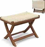 Amazon.com: Tangkula Folding Natural Rattan Ottoman, Saddle